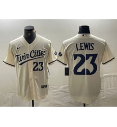 Men Twins 23 Lewis Cream Nike Cool Base Men Jersey Men Twins 23 Lewis Cream Nike Cool Base Men Jersey