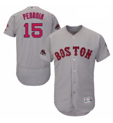 Mens Majestic Boston Red Sox 15 Dustin Pedroia Grey Road Flex Base Authentic Collection 2018 World Series Jersey Mens Majestic Boston Red Sox 15 Dustin Pedroia Grey Road Flex Base Authentic Collection 2018 World Series Jersey