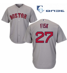 Mens Majestic Boston Red Sox 27 Carlton Fisk Replica Grey Road Cool Base MLB Jersey Mens Majestic Boston Red Sox 27 Carlton Fisk Replica Grey Road Cool Base MLB Jersey