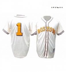 Mens Mitchell and Ness Boston Red Sox 1 Bobby Doerr Replica Cream Throwback MLB Jersey Mens Mitchell and Ness Boston Red Sox 1 Bobby Doerr Replica Cream Throwback MLB Jersey