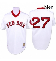 Mens Mitchell and Ness Boston Red Sox 27 Carlton Fisk Authentic White Throwback MLB Jersey Mens Mitchell and Ness Boston Red Sox 27 Carlton Fisk Authentic White Throwback MLB Jersey