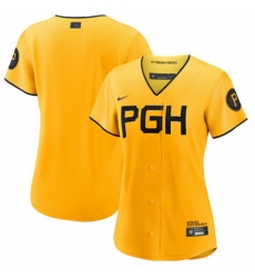 Women Pittsburgh Pirates Blank Gold 2023 City Connect Stitched Jersey Women Pittsburgh Pirates Blank Gold 2023 City Connect Stitched Jersey