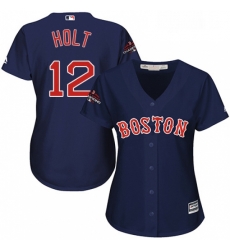 Womens Majestic Boston Red Sox 12 Brock Holt Authentic Navy Blue Alternate Road 2018 World Series Champions MLB Jersey Womens Majestic Boston Red Sox 12 Brock Holt Authentic Navy Blue Alternate Road 2018 World Series Champions MLB Jersey