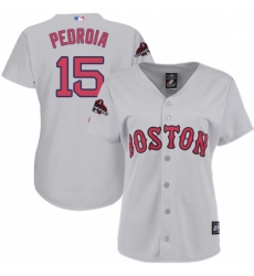 Womens Majestic Boston Red Sox 15 Dustin Pedroia Authentic Grey 2018 World Series Champions MLB Jersey Womens Majestic Boston Red Sox 15 Dustin Pedroia Authentic Grey 2018 World Series Champions MLB Jersey