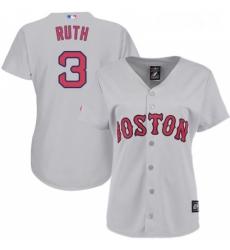 Womens Majestic Boston Red Sox 3 Babe Ruth Authentic Grey Road MLB Jersey Womens Majestic Boston Red Sox 3 Babe Ruth Authentic Grey Road MLB Jersey