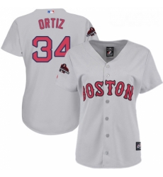 Womens Majestic Boston Red Sox 34 David Ortiz Authentic Grey 2018 World Series Champions MLB Jersey Womens Majestic Boston Red Sox 34 David Ortiz Authentic Grey 2018 World Series Champions MLB Jersey