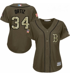 Womens Majestic Boston Red Sox 34 David Ortiz Replica Green Salute to Service MLB Jersey Womens Majestic Boston Red Sox 34 David Ortiz Replica Green Salute to Service MLB Jersey
