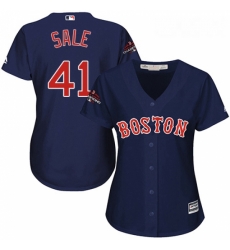 Womens Majestic Boston Red Sox 41 Chris Sale Authentic Navy Blue Alternate Road 2018 World Series Champions MLB Jersey Womens Majestic Boston Red Sox 41 Chris Sale Authentic Navy Blue Alternate Road 2018 World Series Champions MLB Jersey