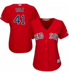 Womens Majestic Boston Red Sox 41 Chris Sale Replica Red Alternate Home MLB Jersey Womens Majestic Boston Red Sox 41 Chris Sale Replica Red Alternate Home MLB Jersey