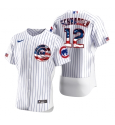 Men Chicago Cubs 12 Kyle Schwarber Men Nike White Fluttering USA Flag Limited Edition Flex Base MLB Jersey Men Chicago Cubs 12 Kyle Schwarber Men Nike White Fluttering USA Flag Limited Edition Flex Base MLB Jersey