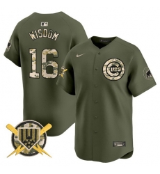 Men Chicago Cubs 16 Patrick Wisdom Green Armed Forces Day Vapor Limited Stitched Baseball Jersey