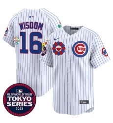 Men Chicago Cubs 16 Patrick Wisdom White 2025 Tokyo Series Limited Stitched Baseball Jersey Men Chicago Cubs 16 Patrick Wisdom White 2025 Tokyo Series Limited Stitched Baseball Jersey