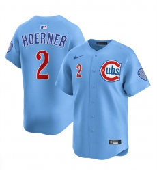 Men Chicago Cubs 2 Nico Hoerner Blue 2024 25 2nd Alternate Limited Stitched Baseball Jersey Men Chicago Cubs 2 Nico Hoerner Blue 2024 25 2nd Alternate Limited Stitched Baseball Jersey