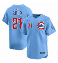 Men Chicago Cubs 21 Sammy Sosa Blue 2024 25 2nd Alternate Limited Stitched Baseball Jersey Men Chicago Cubs 21 Sammy Sosa Blue 2024 25 2nd Alternate Limited Stitched Baseball Jersey