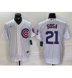 Men Chicago Cubs 21 Sammy Sosa White With Patch Cool Base Stitched Baseball Jersey Men Chicago Cubs 21 Sammy Sosa White With Patch Cool Base Stitched Baseball Jersey