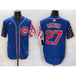 Men Chicago Cubs 27 Seiya Suzuki Royal 2025 Independence Day Vapor Premier Limited Stitched Baseball Jersey