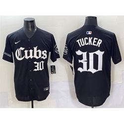 Men Chicago Cubs 30 Kyle Tucker Black  27Gothic North Side Edition 27 Vapor Premier Limited Stitched Baseball Jersey