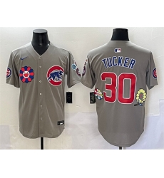 Men Chicago Cubs 30 Kyle Tucker Grey 2025 Tokyo Series Limited Stitched Baseball Jersey Men Chicago Cubs 30 Kyle Tucker Grey 2025 Tokyo Series Limited Stitched Baseball Jersey