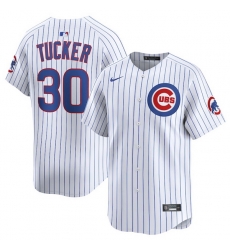 Men Chicago Cubs 30 Kyle Tucker White Home Limited Stitched Baseball Jersey Men Chicago Cubs 30 Kyle Tucker White Home Limited Stitched Baseball Jersey