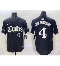 Men Chicago Cubs 4 Pete Crow Armstrong Black  27Gothic North Side Edition 27 Vapor Premier Limited Stitched Baseball Jersey
