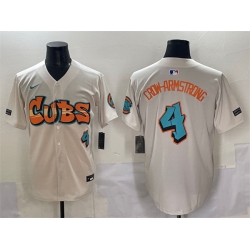 Men Chicago Cubs 4 Pete Crow Armstrong Cream Graffiti North Side Edition Vapor Premier Limited Stitched Baseball Jersey