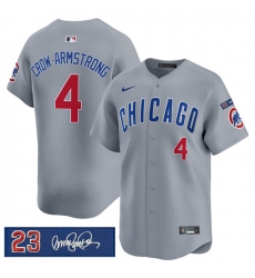 Men Chicago Cubs 4 Pete Crow Armstrong Gray 27Ryne Sandberg Tribute 27 Vapor Limited V3 Stitched Baseball Jersey Men Chicago Cubs 4 Pete Crow Armstrong Gray 27Ryne Sandberg Tribute 27 Vapor Limited V3 Stitched Baseball Jersey