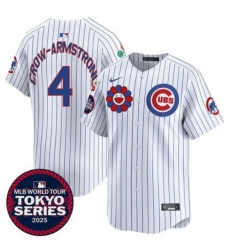 Men Chicago Cubs 4 Pete Crow Armstrong White 2025 Tokyo Series Limited Stitched Baseball Jersey Men Chicago Cubs 4 Pete Crow Armstrong White 2025 Tokyo Series Limited Stitched Baseball Jersey