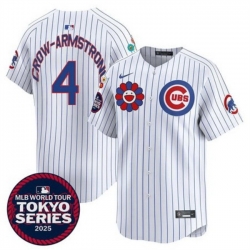 Men Chicago Cubs 4 Pete Crow Armstrong White 2025 Tokyo Series Limited Stitched Baseball Jersey