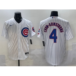 Men Chicago Cubs 4 Pete Crow Armstrong White Cool Base Stitched Baseball Jersey 