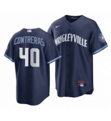 Men Chicago Cubs 40 Willson Contreras Navy City Connect Stitched Jersey Men Chicago Cubs 40 Willson Contreras Navy City Connect Stitched Jersey