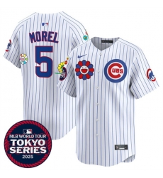 Men Chicago Cubs 5 Christopher Morel White 2025 Tokyo Series Limited Stitched Baseball Jersey Men Chicago Cubs 5 Christopher Morel White 2025 Tokyo Series Limited Stitched Baseball Jersey