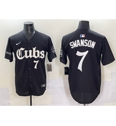 Men Chicago Cubs 7 Dansby Swanson Black 27Gothic North Side Edition 27 Vapor Premier Limited Stitched Baseball Jersey Men Chicago Cubs 7 Dansby Swanson Black 27Gothic North Side Edition 27 Vapor Premier Limited Stitched Baseball Jersey