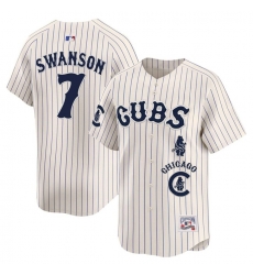 Men Chicago Cubs 7 Dansby Swanson Cream Pinstripe Special Vapor Premier Limited Stitched Baseball Jersey Men Chicago Cubs 7 Dansby Swanson Cream Pinstripe Special Vapor Premier Limited Stitched Baseball Jersey