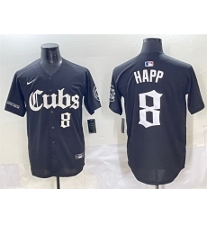 Men Chicago Cubs 8 Ian Happ Black  Gothic North Side Edition Vapor Premier Limited Stitched Baseball Jersey