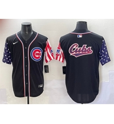 Men Chicago Cubs Team Big Logo Black 2025 Independence Day Vapor Premier Limited Stitched Baseball Jersey Men Chicago Cubs Team Big Logo Black 2025 Independence Day Vapor Premier Limited Stitched Baseball Jersey