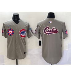 Men Chicago Cubs Team Big Logo Gray 2025 Tokyo Series Limited Stitched Baseball Jersey Men Chicago Cubs Team Big Logo Gray 2025 Tokyo Series Limited Stitched Baseball Jersey