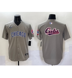 Men Chicago Cubs Team Big Logo Grey Limited Stitched Baseball Jersey Men Chicago Cubs Team Big Logo Grey Limited Stitched Baseball Jersey
