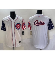 Men Chicago Cubs Team Big Logo White 2025 Independence Day Vapor Premier Limited Stitched Baseball Jersey