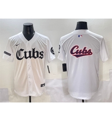 Men Chicago Cubs Team Big Logo White  27Gothic North Side Edition 27 Vapor Premier Limited Stitched Baseball Jersey