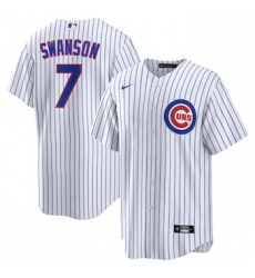 Men's Chicago Cubs #7 Dansby Swanson White Cool Base Stitched Baseball Nike Jersey Men's Chicago Cubs #7 Dansby Swanson White Cool Base Stitched Baseball Nike Jersey