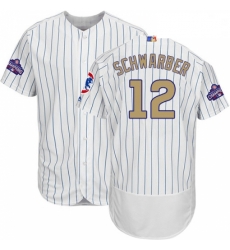 Mens Majestic Chicago Cubs 12 Kyle Schwarber Authentic White 2017 Gold Program Flex Base MLB Jersey Mens Majestic Chicago Cubs 12 Kyle Schwarber Authentic White 2017 Gold Program Flex Base MLB Jersey