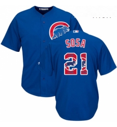 Mens Majestic Chicago Cubs 21 Sammy Sosa Authentic Royal Blue Team Logo Fashion Cool Base MLB Jersey Mens Majestic Chicago Cubs 21 Sammy Sosa Authentic Royal Blue Team Logo Fashion Cool Base MLB Jersey