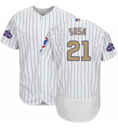 Mens Majestic Chicago Cubs 21 Sammy Sosa Authentic White 2017 Gold Program Flex Base MLB Jersey Mens Majestic Chicago Cubs 21 Sammy Sosa Authentic White 2017 Gold Program Flex Base MLB Jersey
