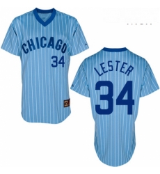 Mens Majestic Chicago Cubs 34 Jon Lester Replica BlueWhite Strip Cooperstown Throwback MLB Jersey Mens Majestic Chicago Cubs 34 Jon Lester Replica BlueWhite Strip Cooperstown Throwback MLB Jersey