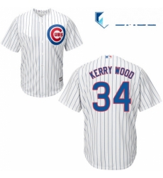 Mens Majestic Chicago Cubs 34 Kerry Wood Replica White Home Cool Base MLB Jersey Mens Majestic Chicago Cubs 34 Kerry Wood Replica White Home Cool Base MLB Jersey