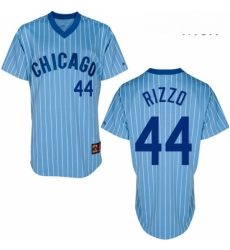 Mens Majestic Chicago Cubs 44 Anthony Rizzo Replica BlueWhite Strip Cooperstown Throwback MLB Jersey Mens Majestic Chicago Cubs 44 Anthony Rizzo Replica BlueWhite Strip Cooperstown Throwback MLB Jersey