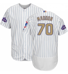 Mens Majestic Chicago Cubs 70 Joe Maddon Authentic White 2017 Gold Program Flex Base MLB Jersey