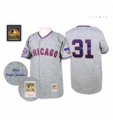 Mens Mitchell and Ness 1968 Chicago Cubs 31 Fergie Jenkins Replica Grey Throwback MLB Jersey Mens Mitchell and Ness 1968 Chicago Cubs 31 Fergie Jenkins Replica Grey Throwback MLB Jersey