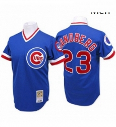 Mens Mitchell and Ness Chicago Cubs 23 Ryne Sandberg Authentic Blue Throwback MLB Jersey Mens Mitchell and Ness Chicago Cubs 23 Ryne Sandberg Authentic Blue Throwback MLB Jersey