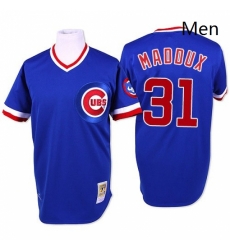 Mens Mitchell and Ness Chicago Cubs 31 Greg Maddux Replica Blue Throwback MLB Jersey Mens Mitchell and Ness Chicago Cubs 31 Greg Maddux Replica Blue Throwback MLB Jersey